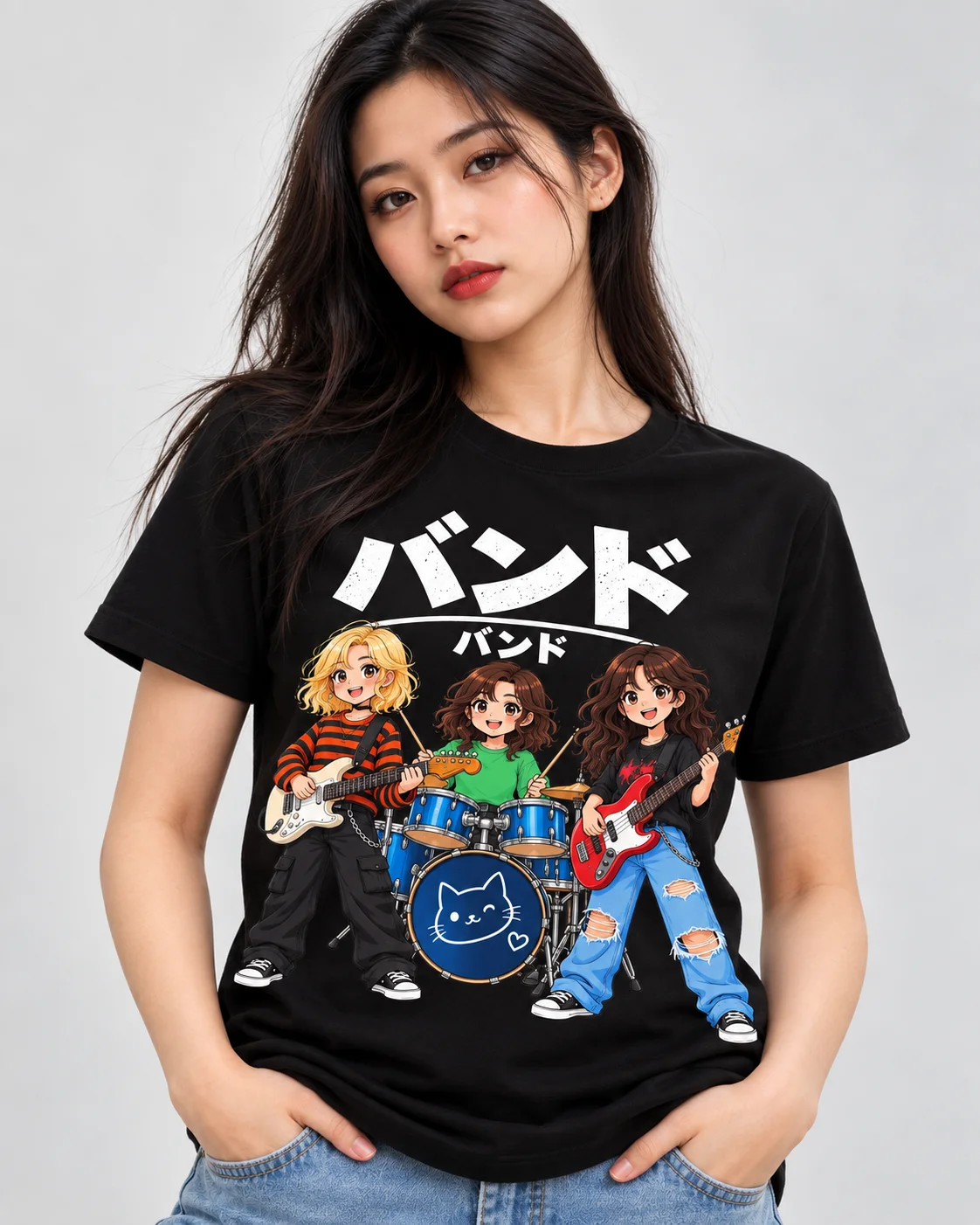 Band Anime Graphic T-Shirt for Women