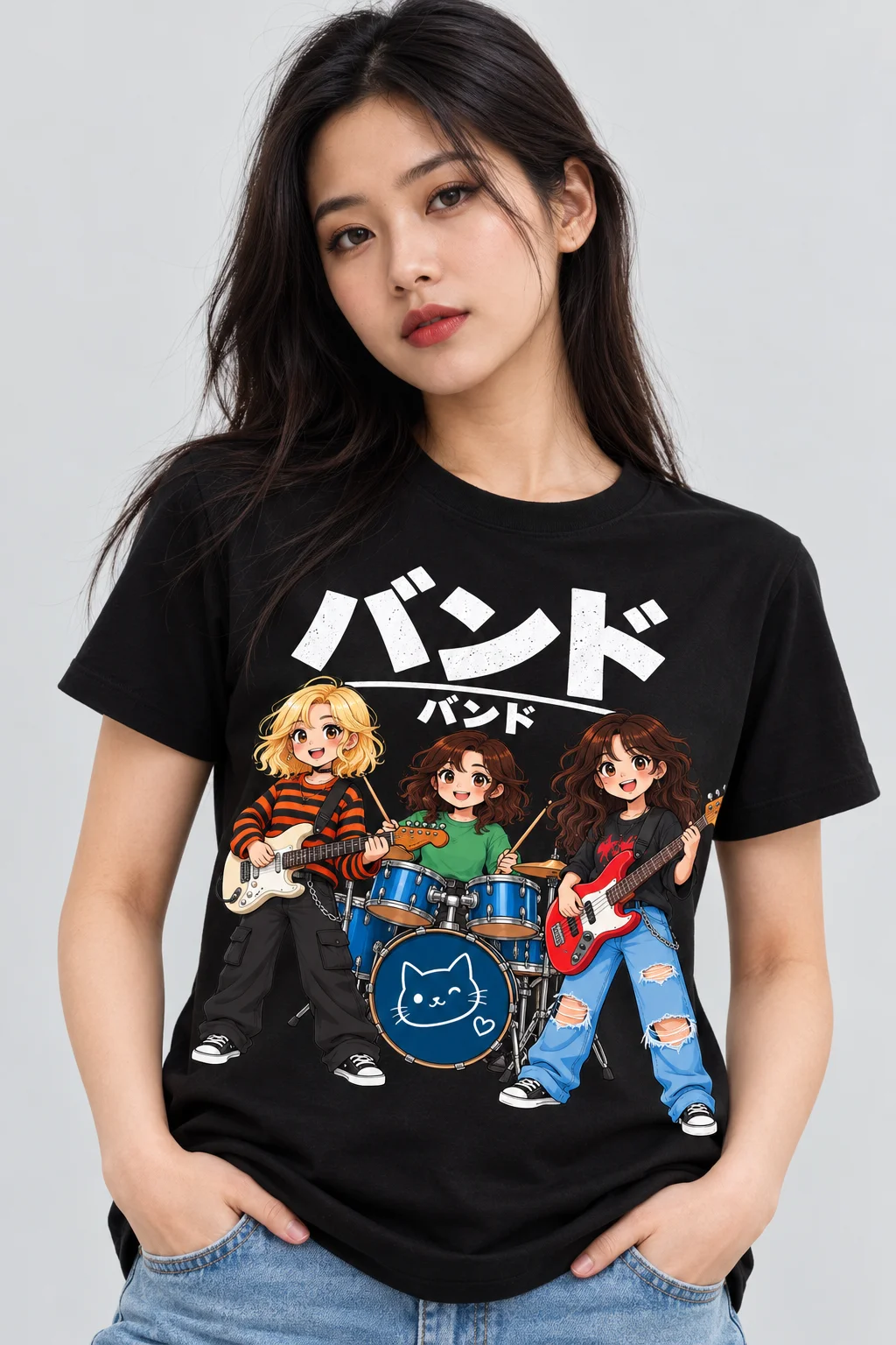 Band Anime Graphic T-Shirt for Women - Image 2