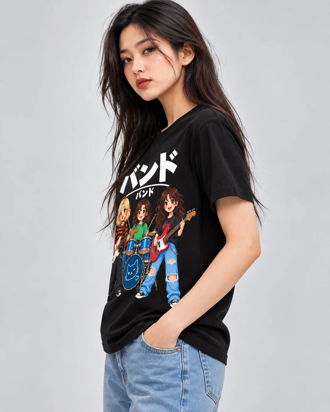 Band Anime Graphic T-Shirt for Women - Image 4